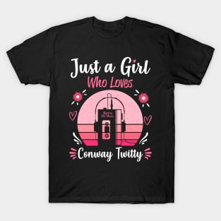 Just A Girl Who Loves Conway Twitty Retro Headphones T-Shirt